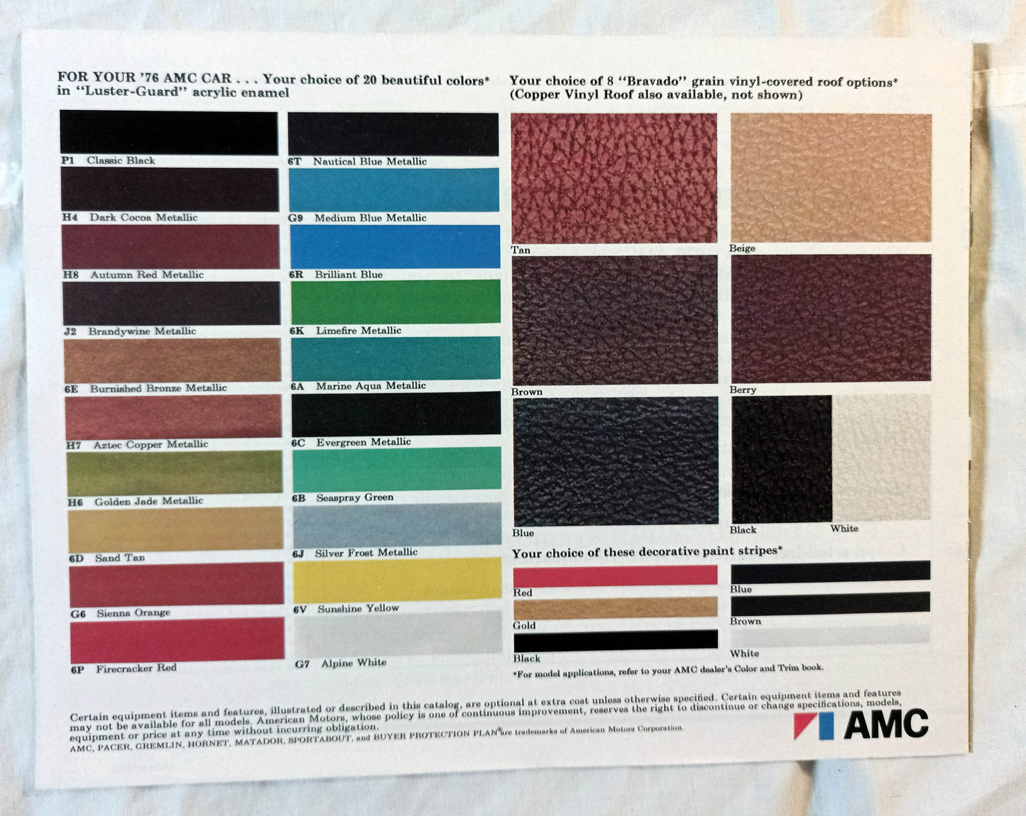 American Motors 1976 AMC Passenger Cars Auto Show Edition Brochure - TulipStuff