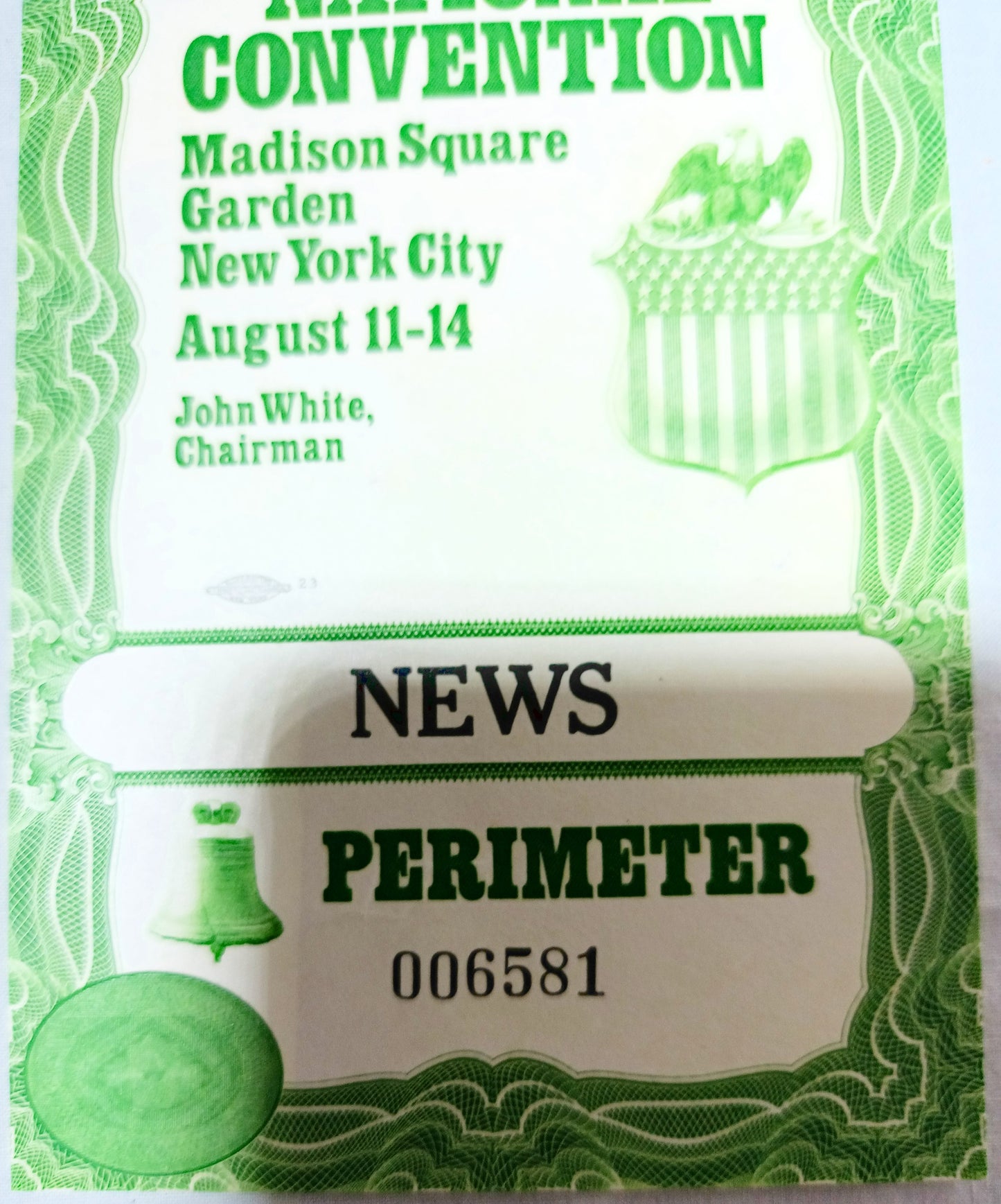 1980 Democratic National Convention Press Pass Madison Sq Garden NYC - TulipStuff