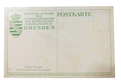 Adriaen Brouwer Peasants Brawling Card Game Julius Bard Dresden Germany 1910's - TulipStuff