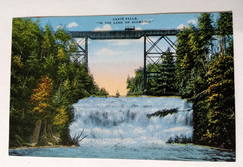 Agate Falls Railroad Bridge Ottawa Nat'l Forest Ontonagon County 1930's - TulipStuff