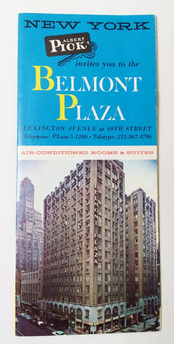 Albert Pick Belmont Plaza Hotel New York City Early 1960's Brochure - TulipStuff