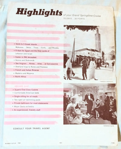 American Export Lines ss Independence 1964 Grand Springtime Cruise - TulipStuff