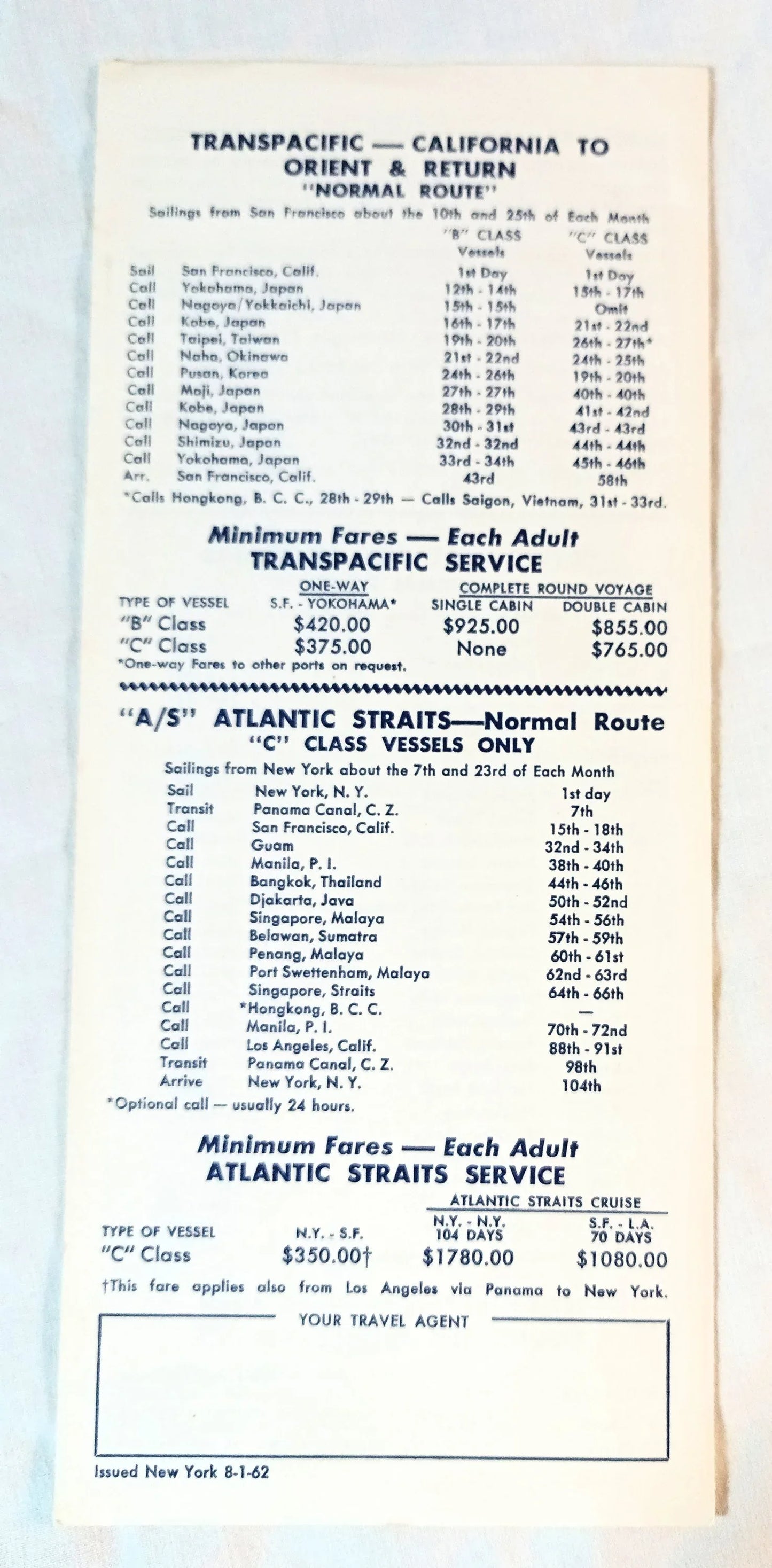 American President Lines Cargoliner Schedules Fares Brochures 1963-65 - TulipStuff