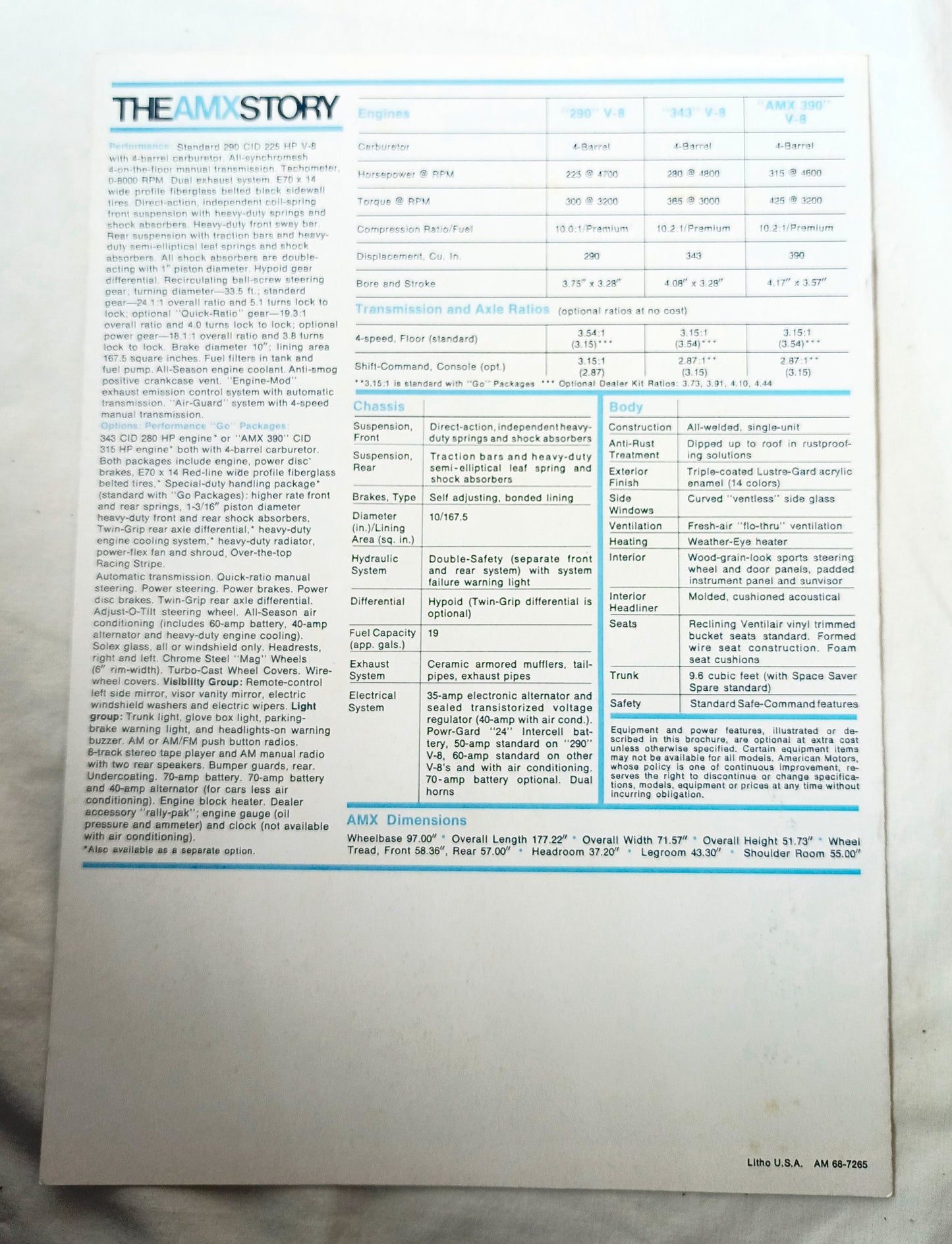 The AMX Story 1968 - American Motors New Sports Car Intro Brochure - TulipStuff