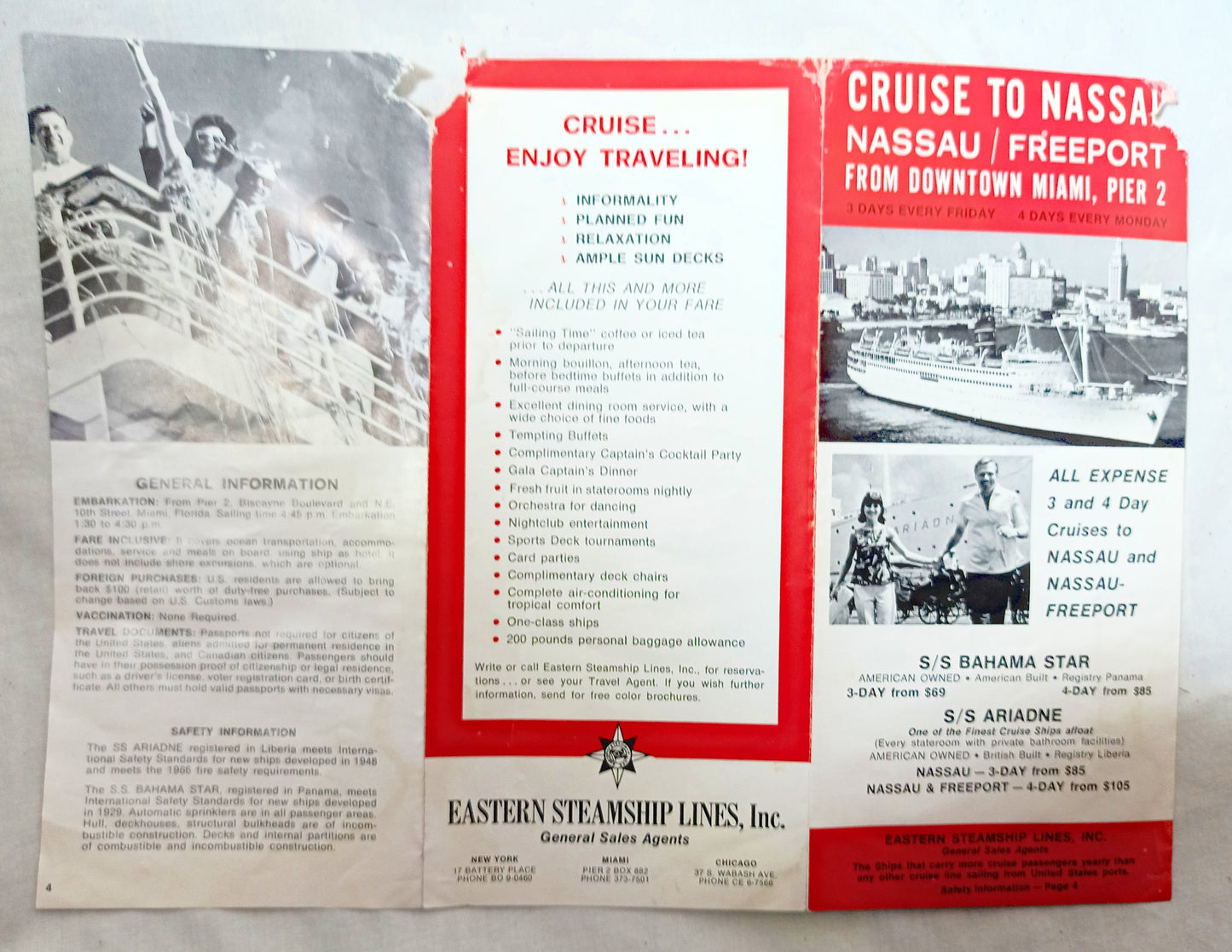 Eastern Steamship Lines ss Ariadne ss Bahama Star Nassau 1968 - TulipStuff