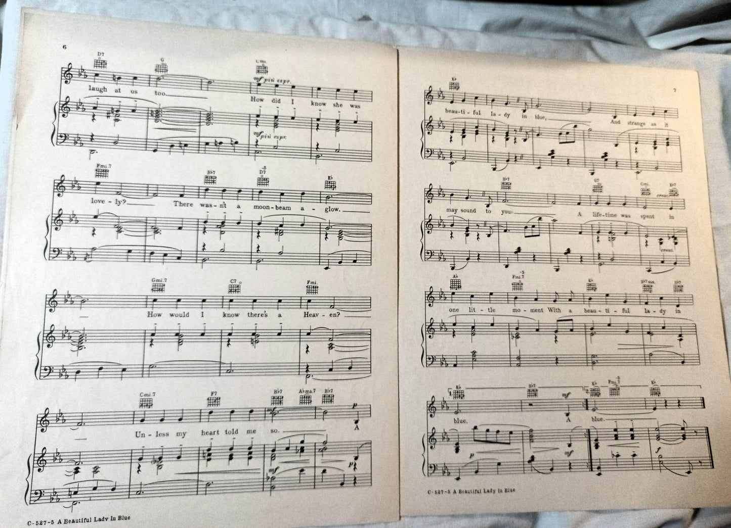 A Beautiful Lady In Blue Sam M Lewis J Fred Coots Sheet Music 1935 - TulipStuff