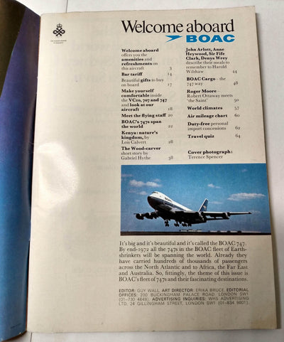 B.O.A.C. Welcome Aboard Airline Inflight Magazine 1972 Roger Moore - TulipStuff