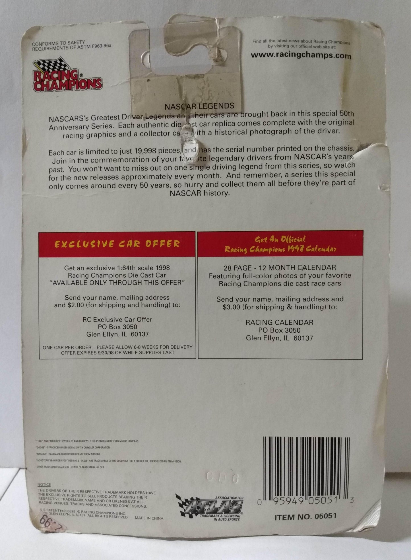 Racing Champions Nascar Legends Bobby Isaac 1969 Dodge Charger Daytona - TulipStuff