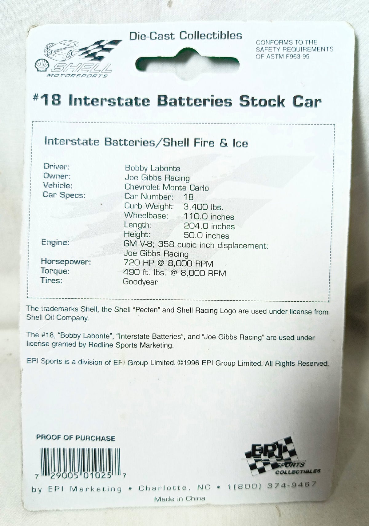 Bobby Labonte #18 Interstate Batteries Monte Carlo Shell Motorsports - TulipStuff