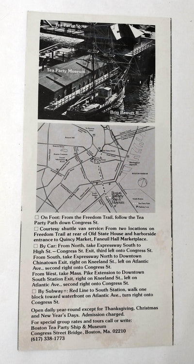 Boston Tea Party Ship And Museum Massachusetts Brochure 1974 - TulipStuff