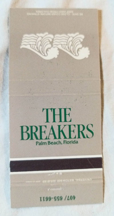 The Breakers Palm Beach Hotel Florida Matchbook Cover 1970's - TulipStuff