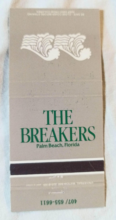 The Breakers Palm Beach Hotel Florida Matchbook Cover 1970's - TulipStuff