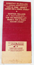 Load image into Gallery viewer, Bruno's Pen And Pencil Restaurant Steak Row NYC Matchbook Cover 1950's - TulipStuff