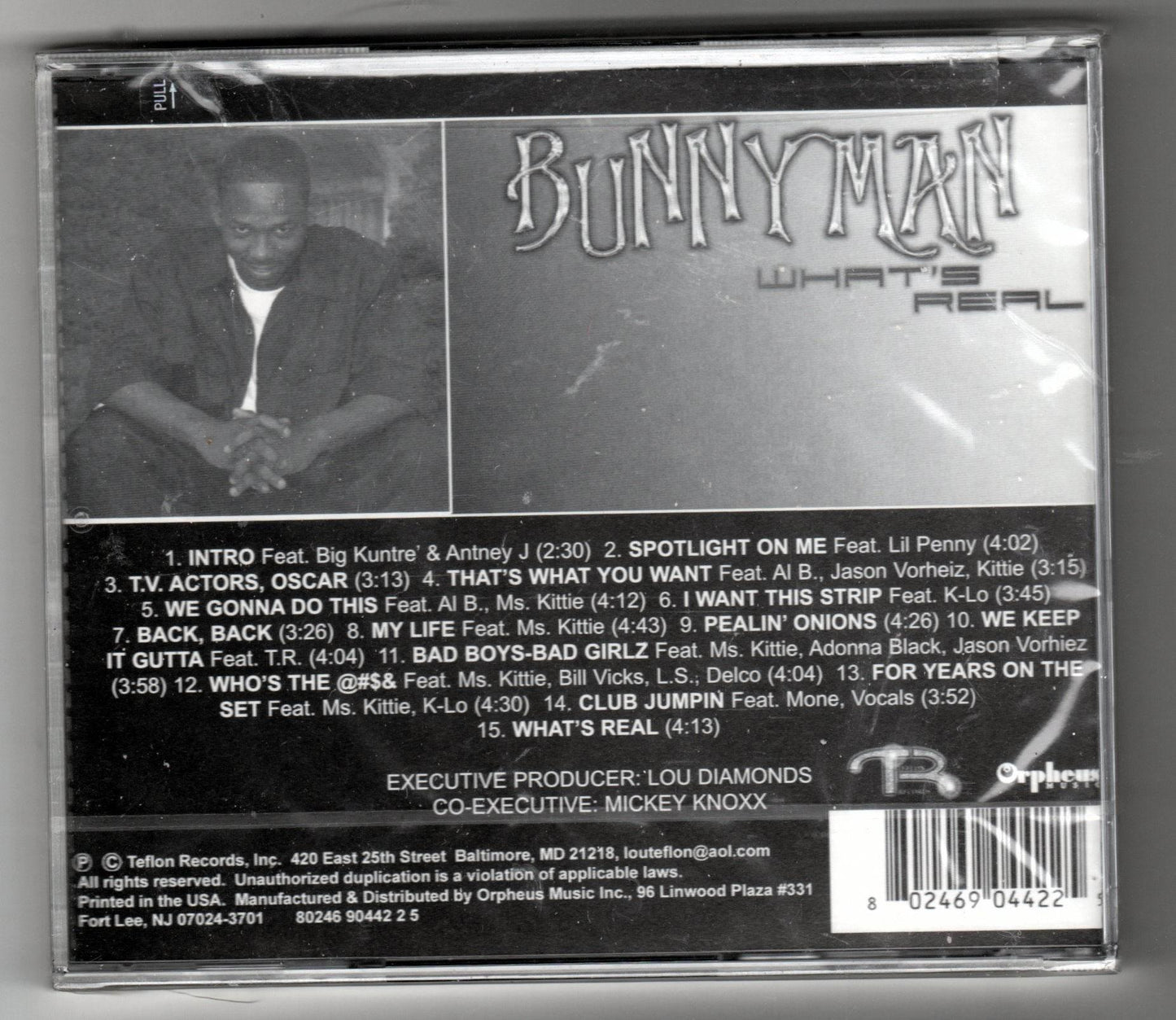 Bunny Man What's Real Gangsta Rap Album CD Orpheus/Teflon 2002 - TulipStuff