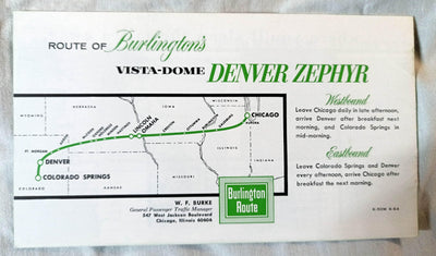 Burlington Route Denver Zephyr Vista-Dome Train Pictorial Booklet 1964 - TulipStuff