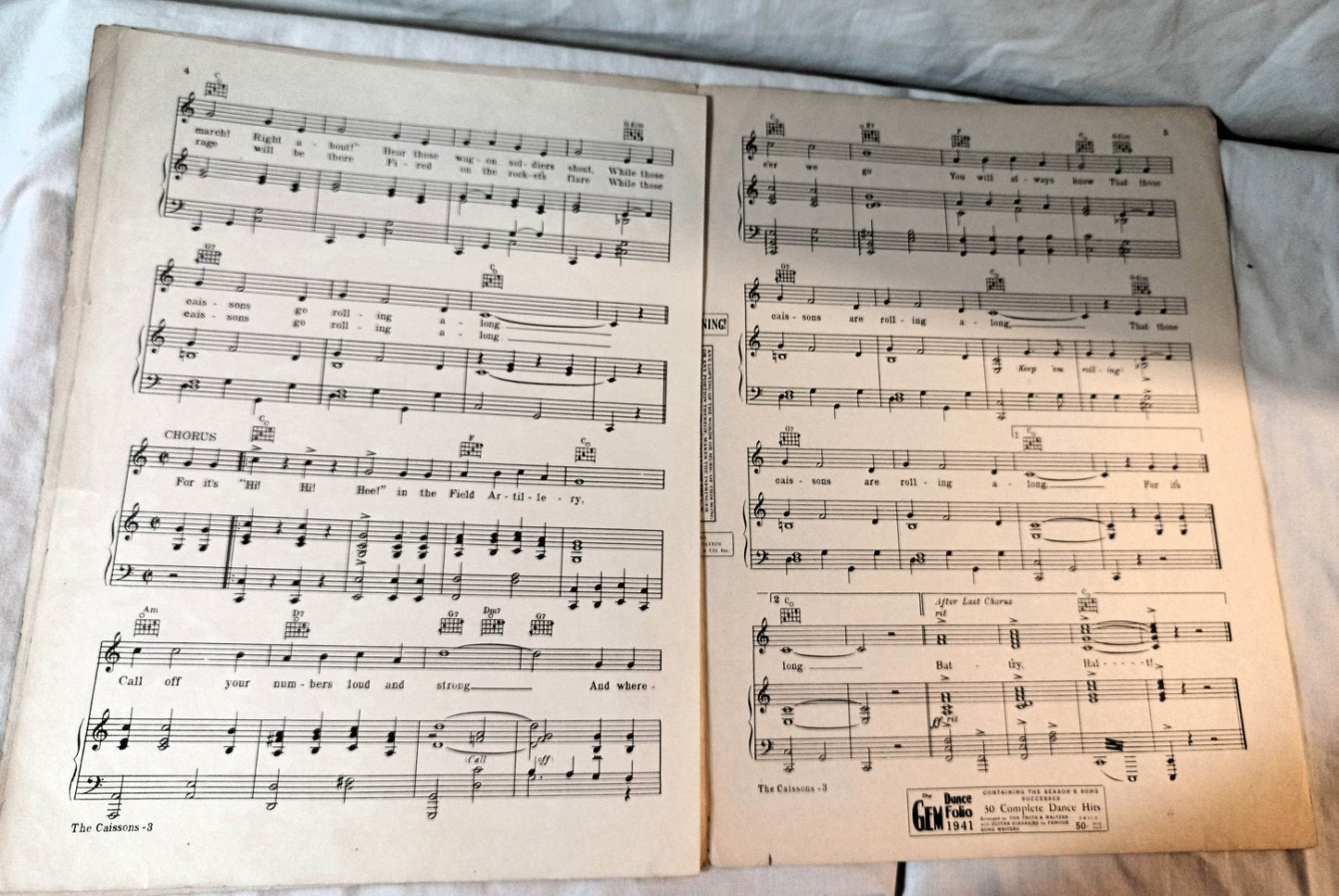 The Caissons Go Rolling Along Artillery Song Gruber Sheet Music 1936 - TulipStuff