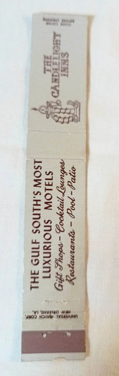 Candlelight Inn Gulf Coast Louisiana Florida Matchbook Cover 1950's - TulipStuff