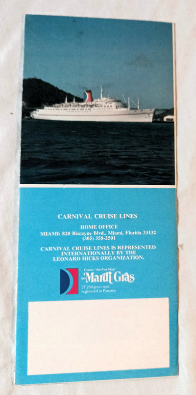 Carnival Cruise Lines TSS Mardi Gras 1975 7-Day Cruises Brochure - TulipStuff