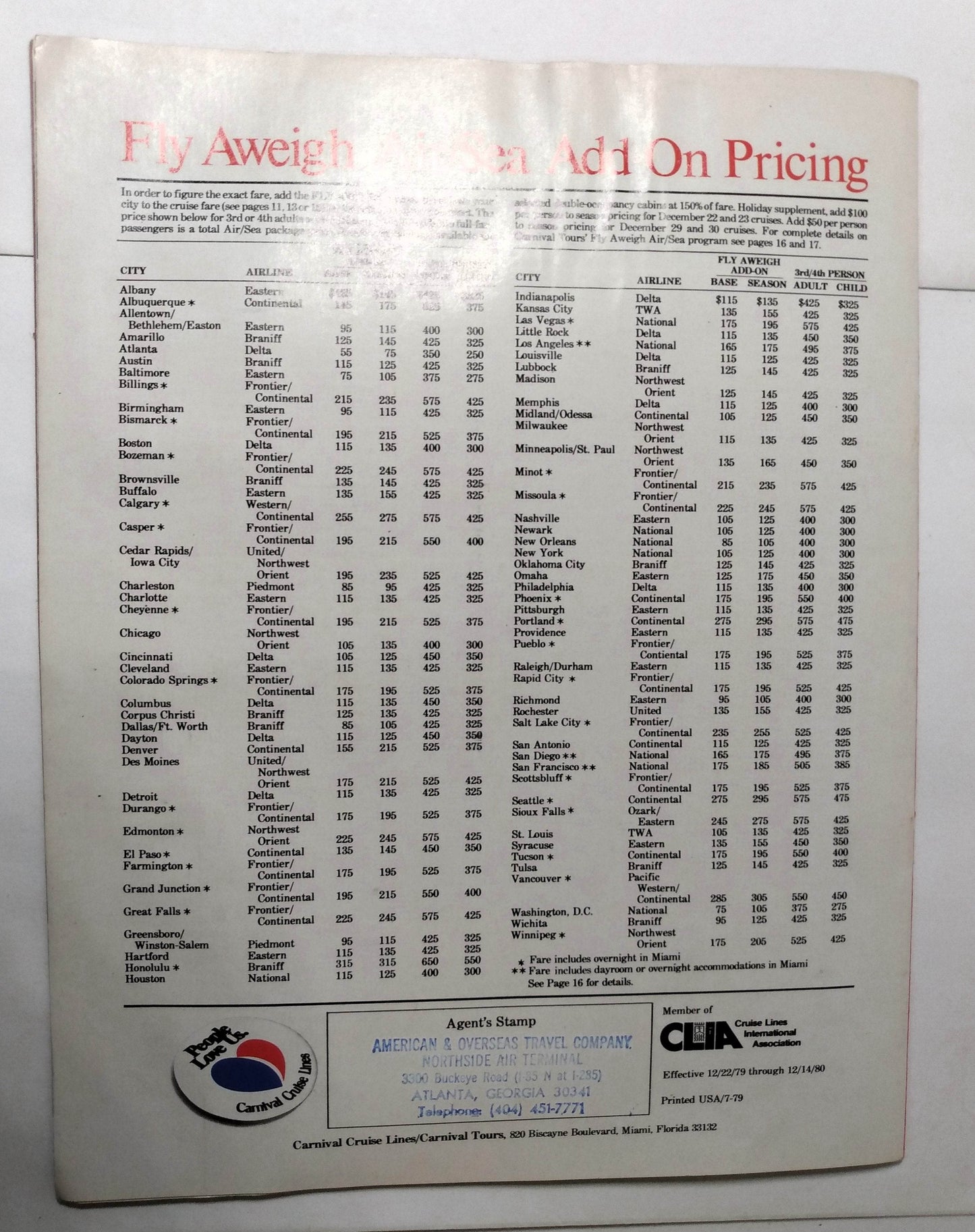 Carnival Cruise Lines Mardi Gras Carnivale Festivale Fun Ships 1979 Brochure - TulipStuff