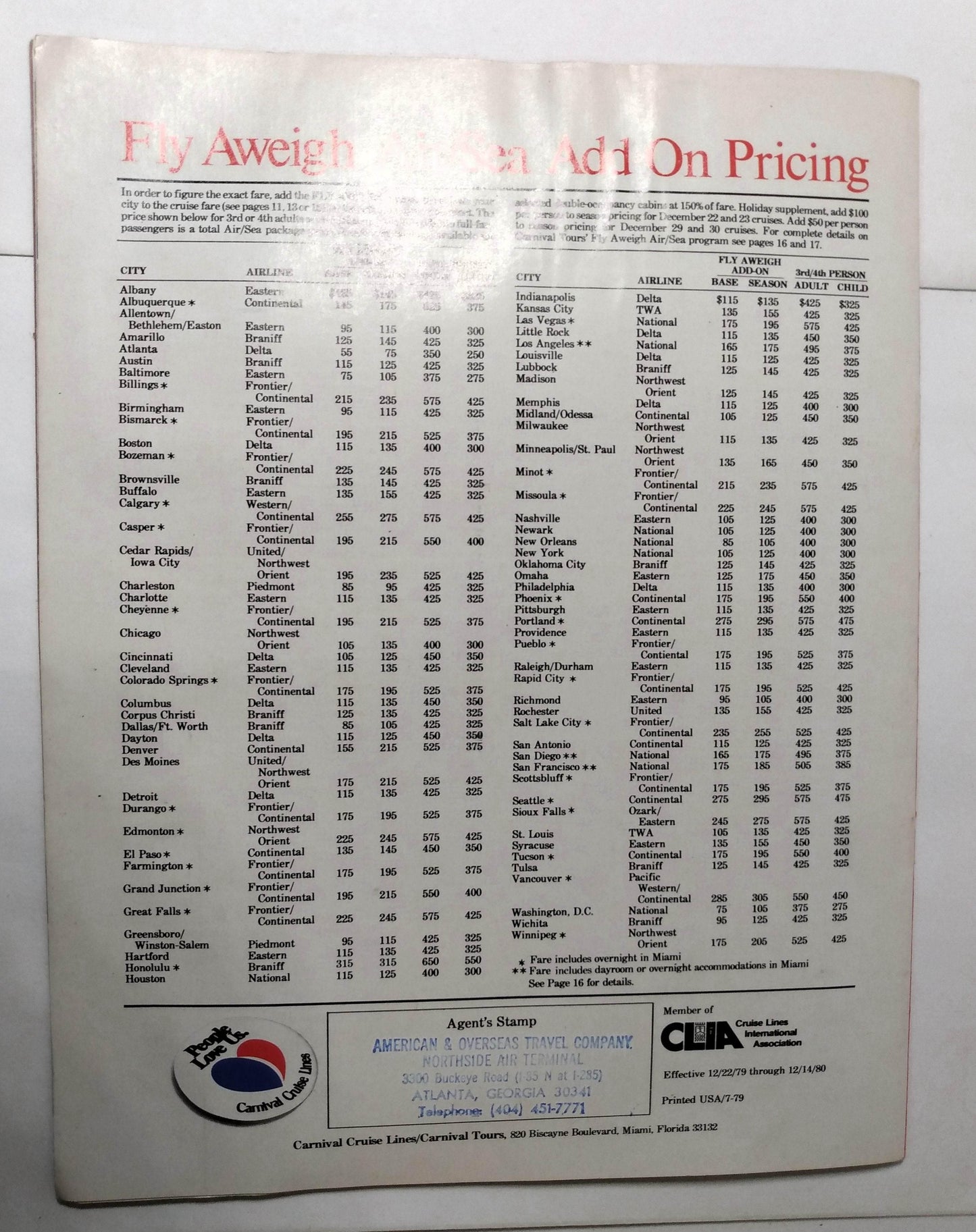 Carnival Cruise Lines Mardi Gras Carnivale Festivale Fun Ships 1979 Brochure - TulipStuff