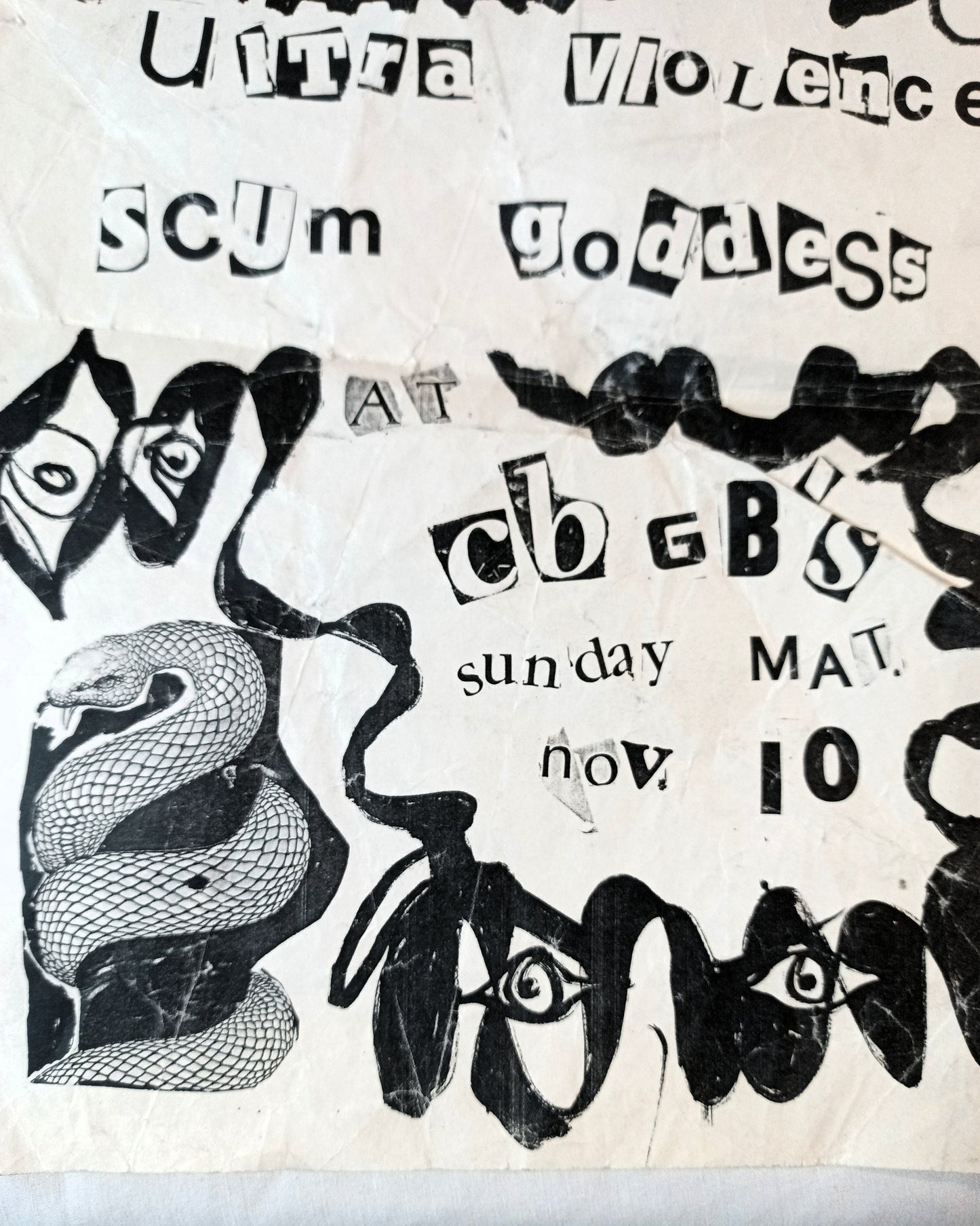 CBGB Sunday Matinee Flyer 1985 NYHC Scab Ultraviolence Scum Goddess - TulipStuff