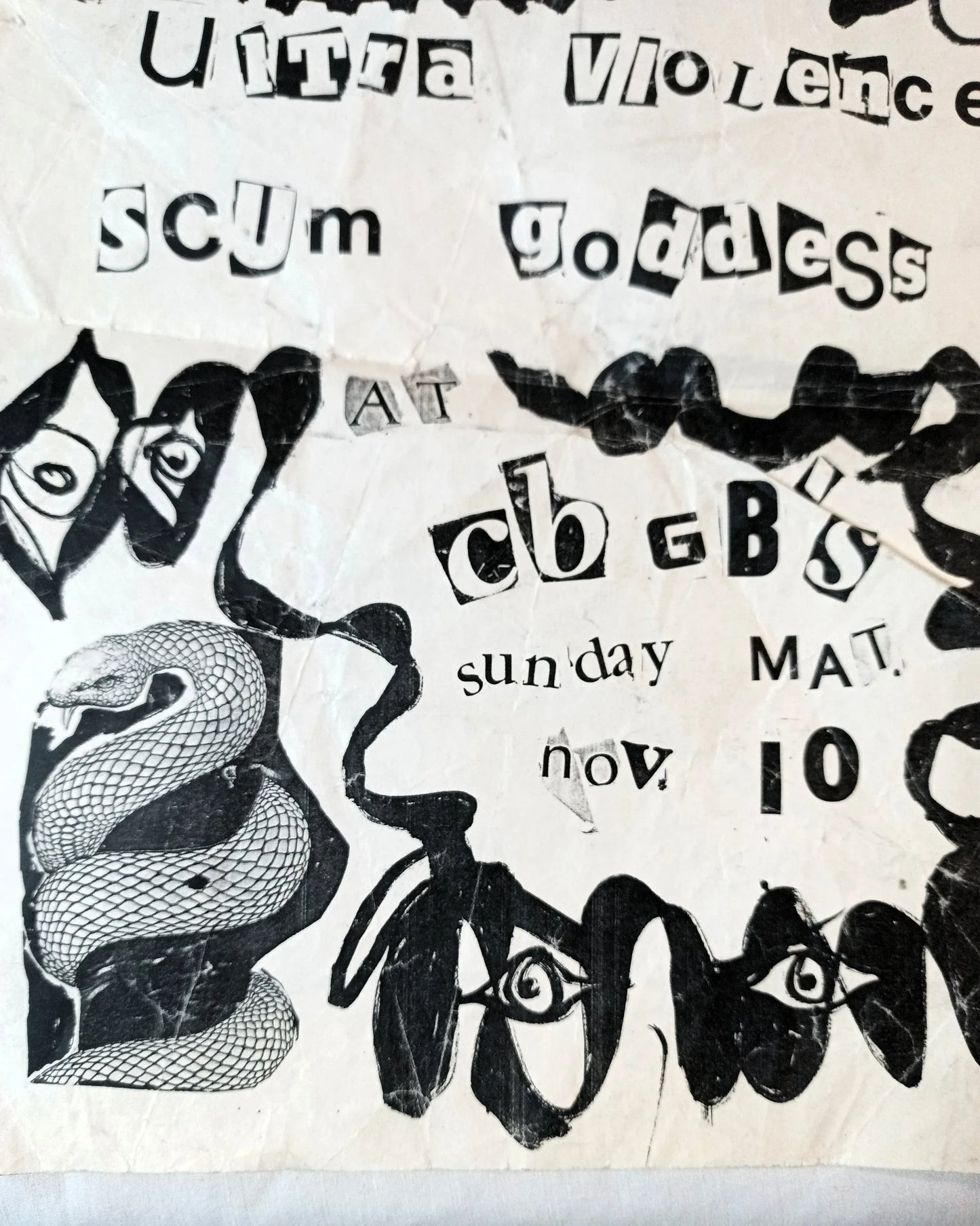 CBGB Sunday Matinee Flyer 1985 NYHC Scab Ultraviolence Scum Goddess - TulipStuff