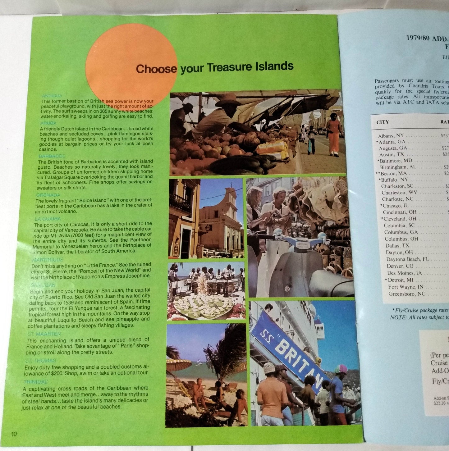 Chandris Cruises SS Britanis 1979-80 8-Day Caribbean Cruises Brochure - TulipStuff