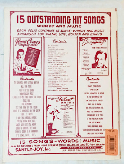 Chi-Baba Chi-Baba My Bambino Go To Sleep Sheet Music Louis Prima 1947 - TulipStuff