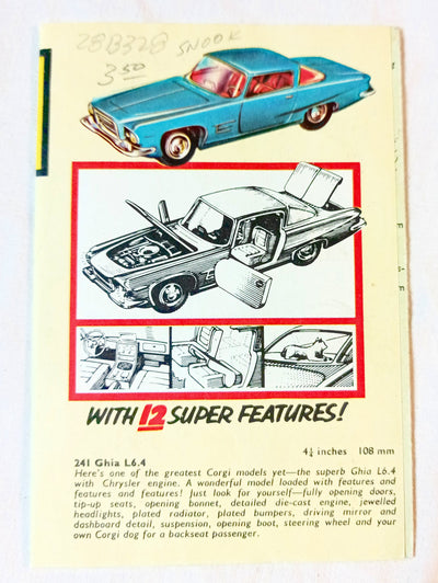 Corgi Toys Two-fold Checklist Catalog Playcraft 1964 - TulipStuff