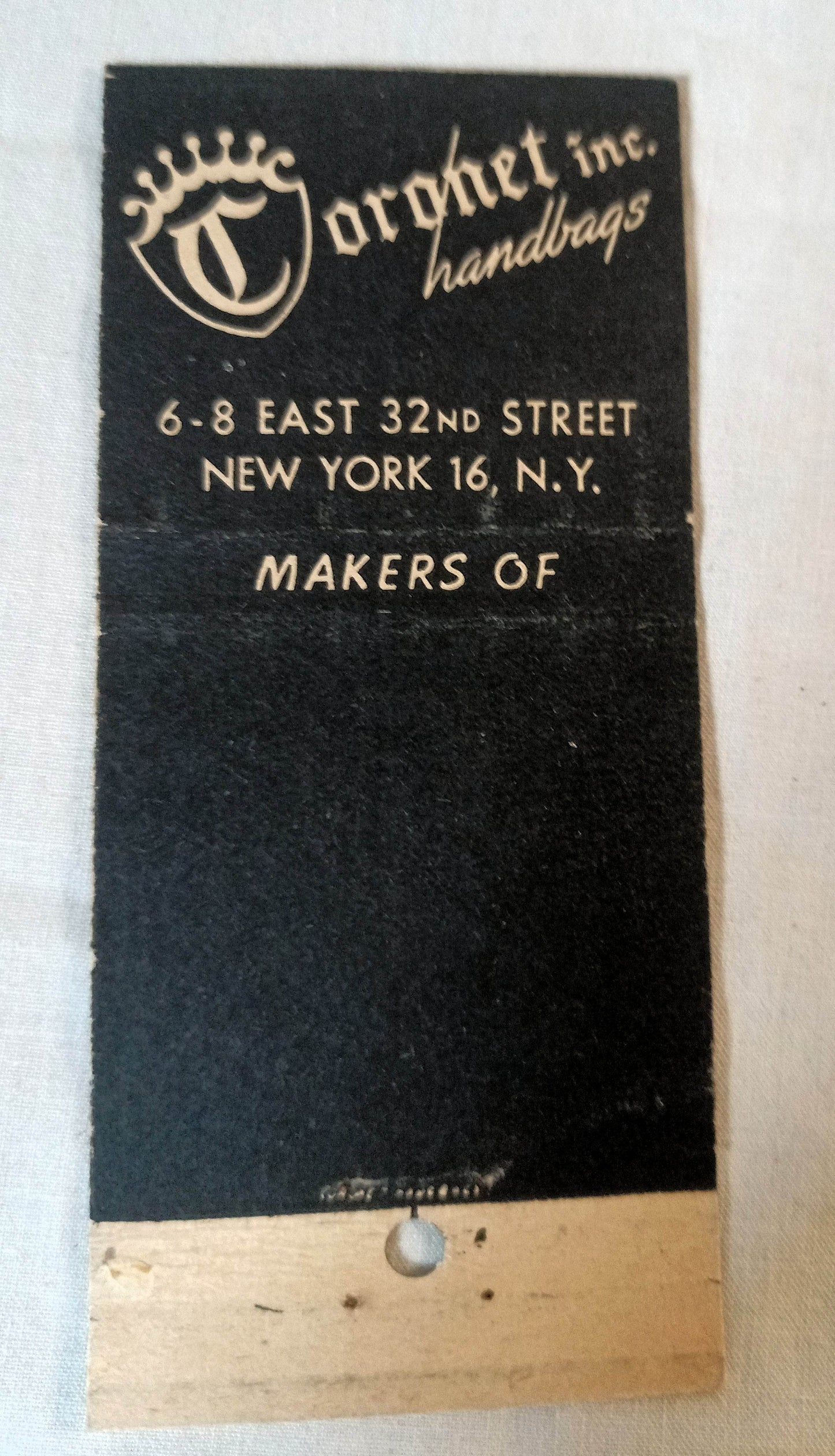 Coronet Handbags New York 30-Strike Matchbook Cover 1950's - TulipStuff