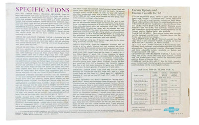 Chevrolet 1962 Corvair Dealers Showroom Sales Brochure - TulipStuff