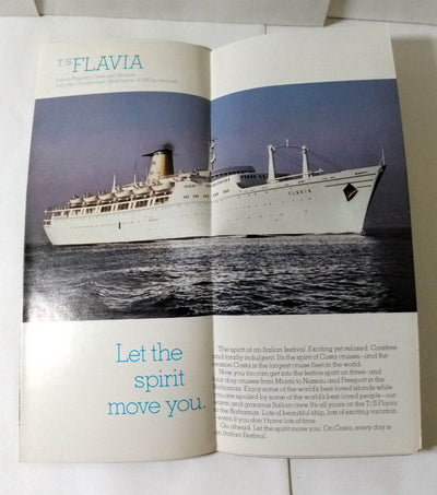 Costa Line ss Flavia 1978-79 Nassau Bahamas Cruise Ship Brochure - TulipStuff