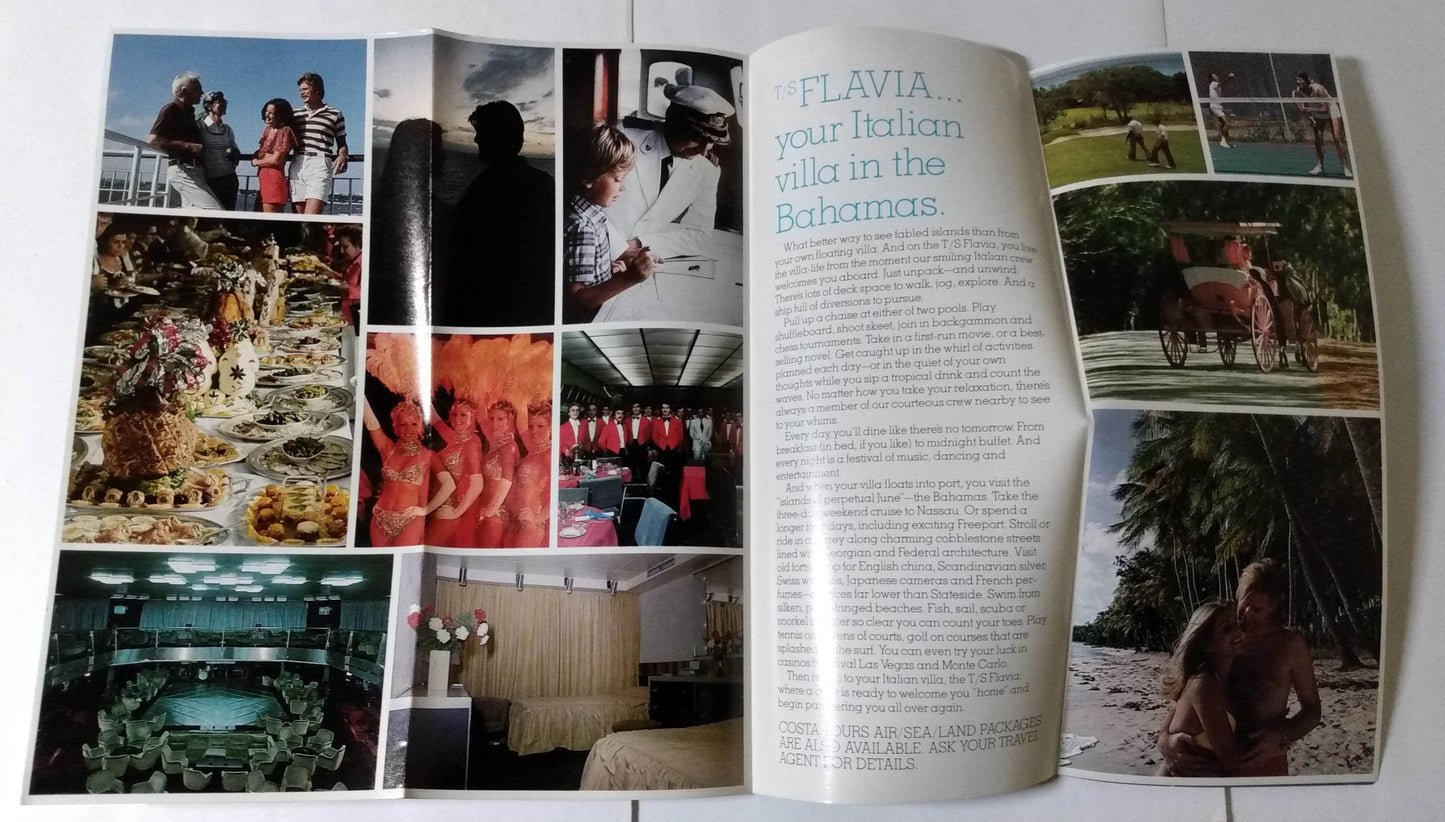 Costa Line ss Flavia 1978-79 Nassau Bahamas Cruise Ship Brochure - TulipStuff