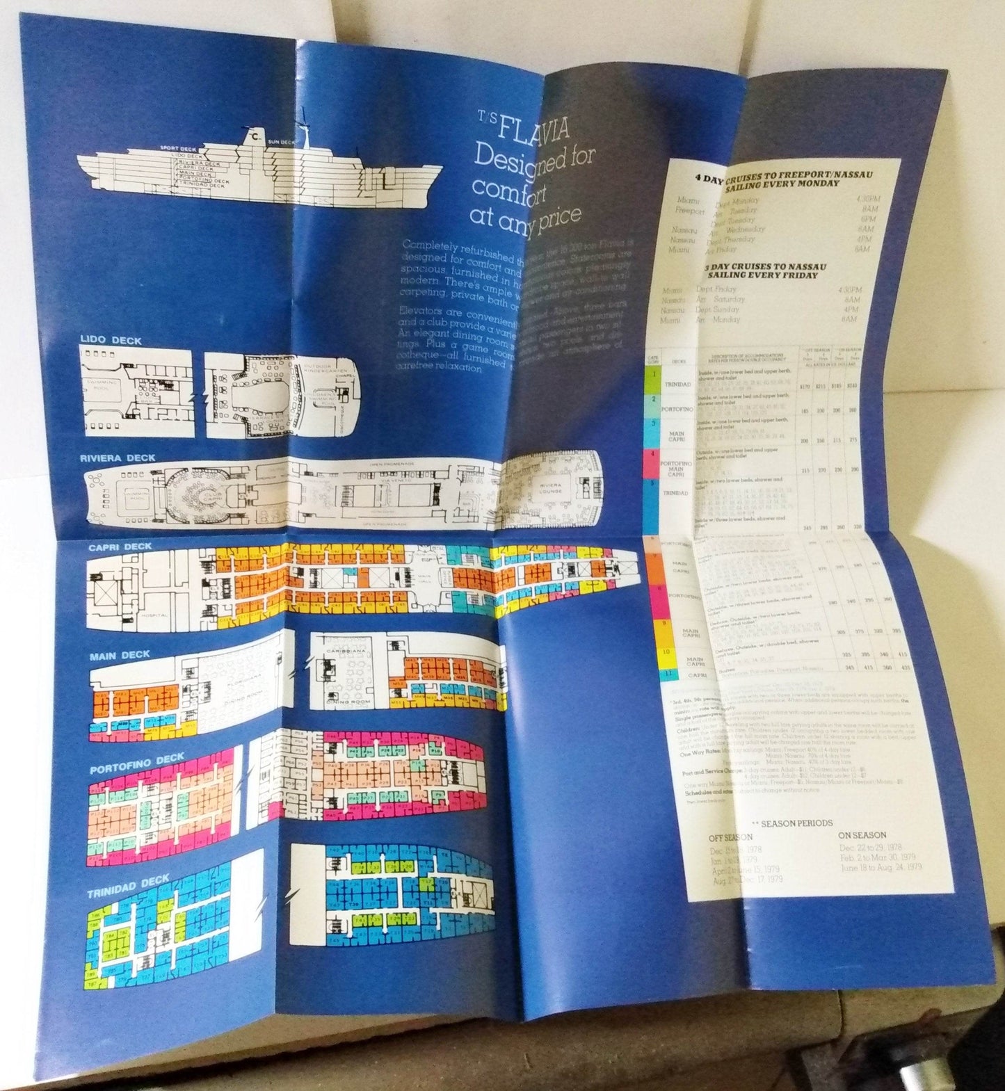 Costa Line ss Flavia 1978-79 Nassau Bahamas Cruise Ship Brochure - TulipStuff