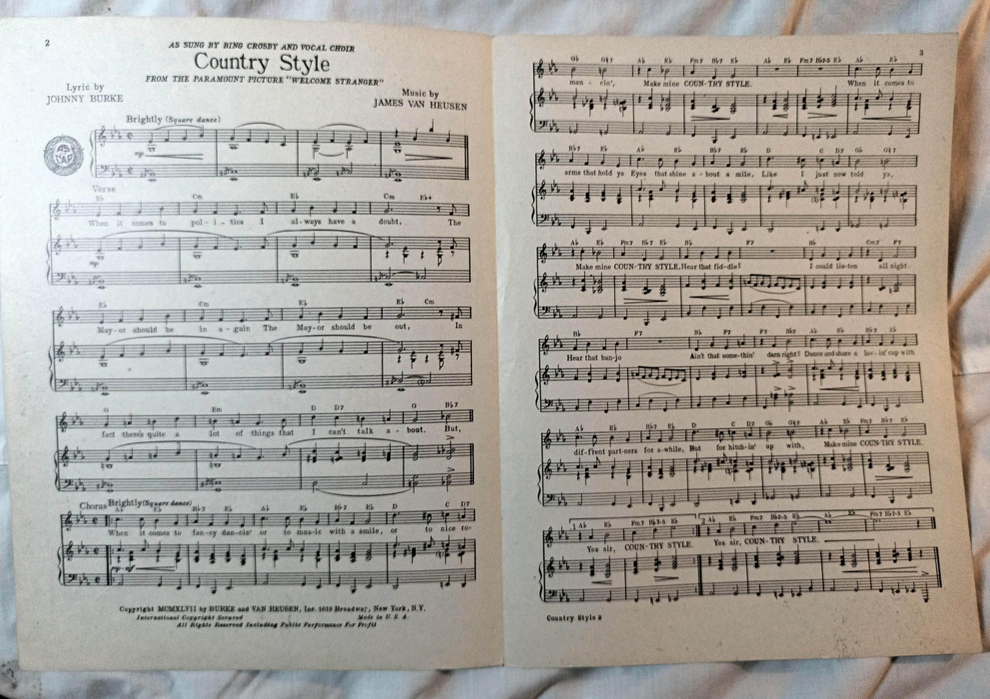 Country Style (Square Dance) Welcome Stranger Bing Crosby 1947 - TulipStuff