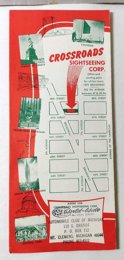 Crossroads Bus Sightseeing Tours New York City 1967 Brochure - TulipStuff