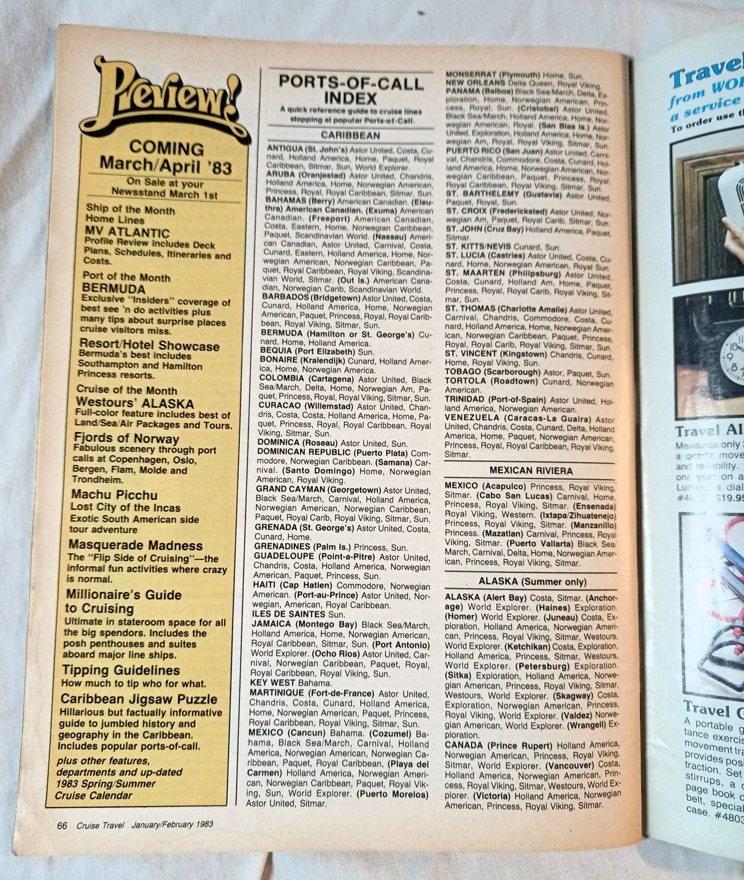 Cruise Travel Magazine February 1983 ss Norway Holland America - TulipStuff