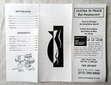 Load image into Gallery viewer, Cucina Di Pesce Restaurant E 4th St East Village NYC Takeout Menu 2001 - TulipStuff