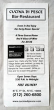 Load image into Gallery viewer, Cucina Di Pesce Restaurant E 4th St East Village NYC Takeout Menu 2001 - TulipStuff
