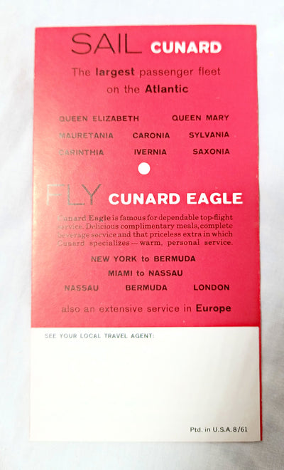 Cunard 1961 Sail To Europe And Save Brochure Queen Mary Queen Elizabeth - TulipStuff