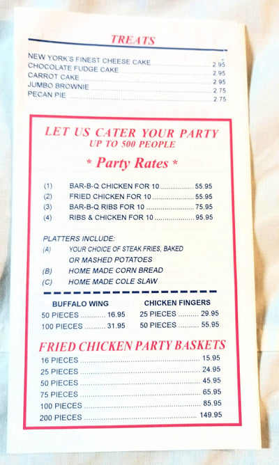 Dallas Jones Bar-B-Q Restaurant Take Out Menu 315 6th Ave NYC 2000 - TulipStuff