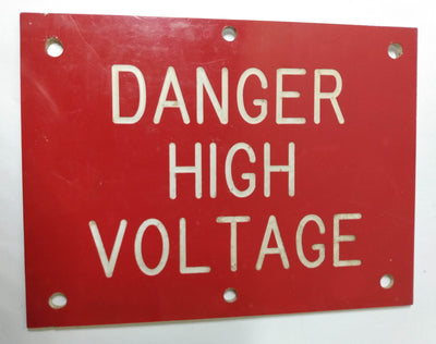 Danger High Voltage 8 x 6 Hard Plastic Vintage 1990's Sign - TulipStuff