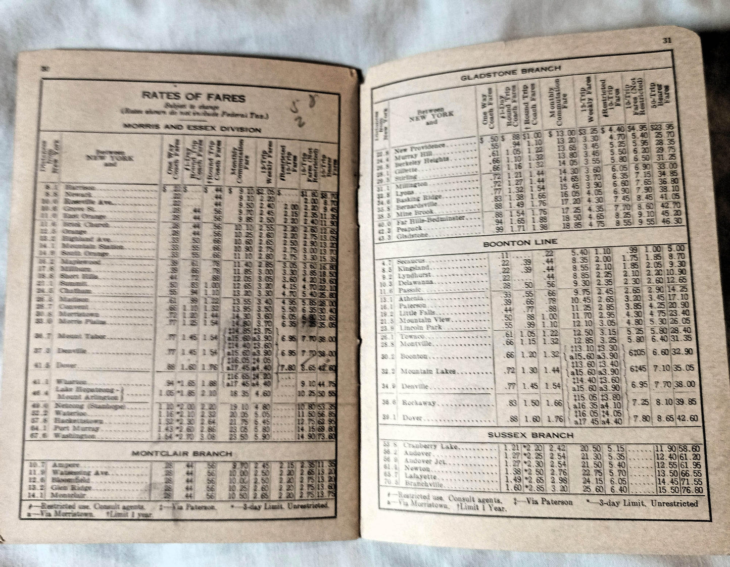 Delaware Lackawanna & Western Railroad Suburban Timetables 1944 - TulipStuff