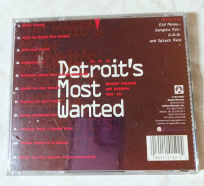 Detroit's Most Wanted Many Faces Of Death Vol III Gangsta Album CD 1993 - TulipStuff