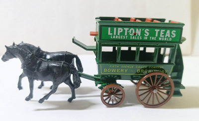 Lledo DG4 Lipton Teas Horse-Drawn Omnibus Bowery to Broadway Green - TulipStuff