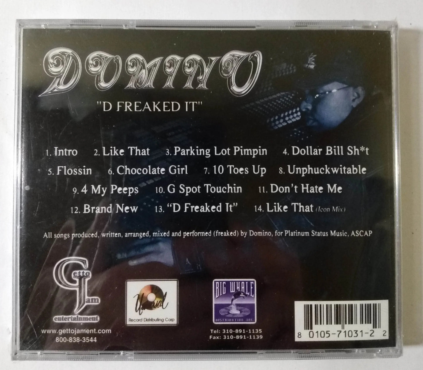 Domino D-Freaked It G-Funk Hip Hop Album CD Getto Jam 2001 - TulipStuff
