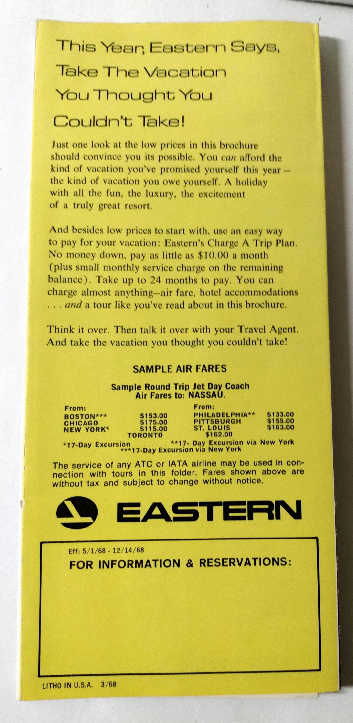 Eastern Airlines Bahamas Enchantment Vacation Packages Brochure 1968 - TulipStuff