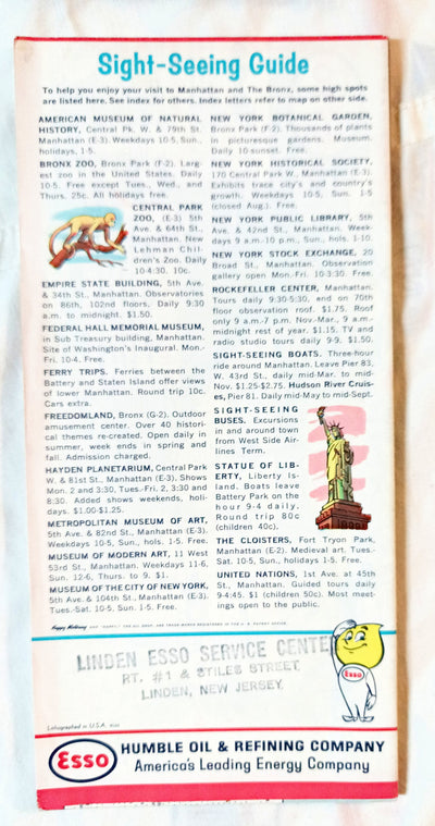 Esso New York City Long Island Map And Visitor Guide World's Fair 1964 - TulipStuff