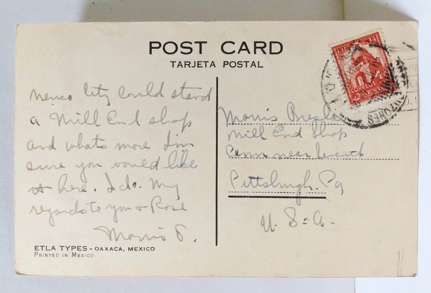 Etla Types Oaxaca Mexico Nahuatl Zapotec 1930's Postcard - TulipStuff