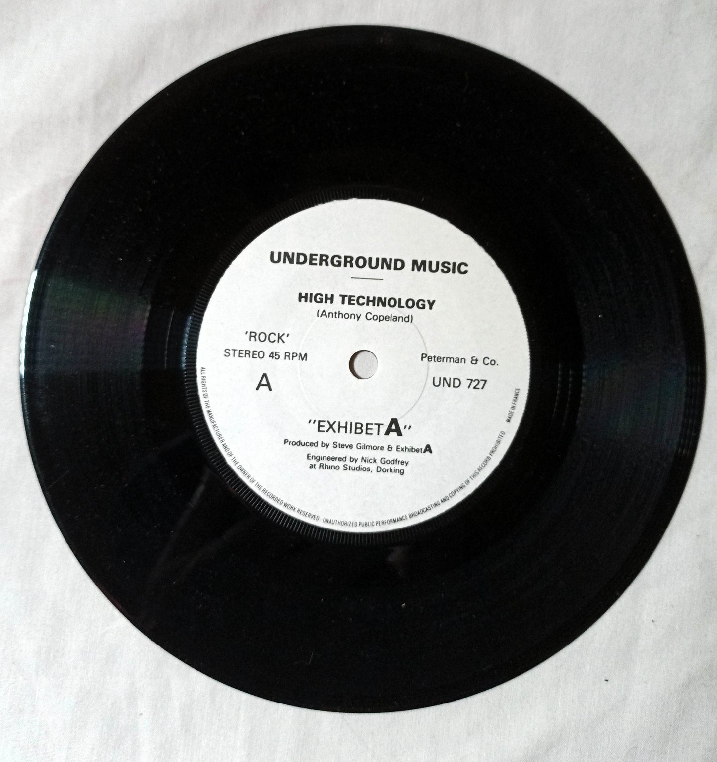 Exhibet A High Technology b/w Machines of War Vinyl 7" UK 1981 - TulipStuff